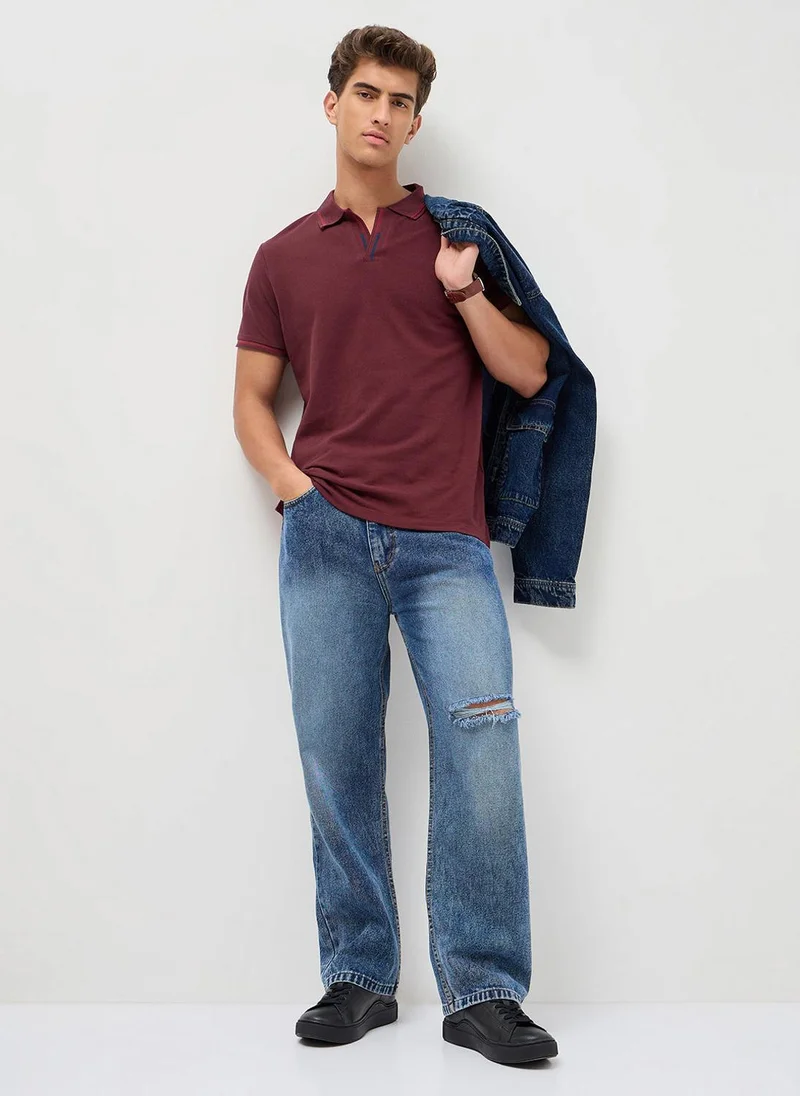 Urbano Fashion  Urbano Fashion Men's Maroon Solid Regular Fit Half Sleeve Cotton Polo T-Shirt for Men | Best Price UAE